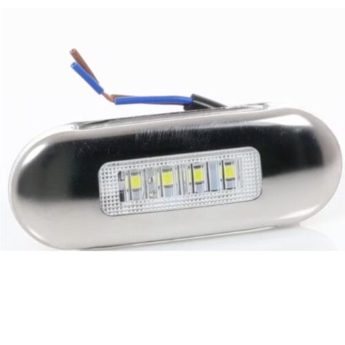 LED Multi-Volt Clear/Red Flush Mount with Stainless Steel Trim - Image 1
