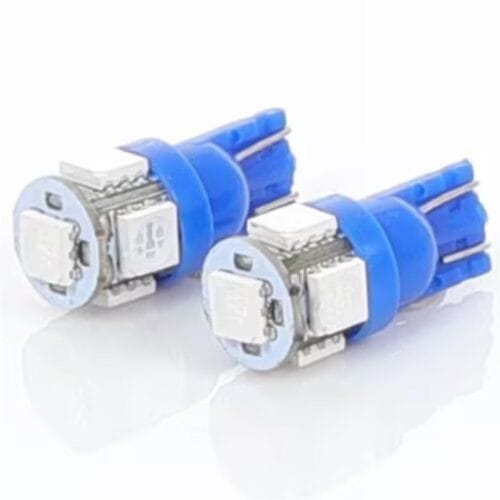 LED Globe 12 Volt T10 Wedge Multi Directional Blue Pair