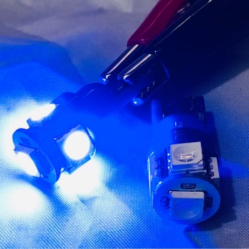 LED Globe 12 Volt T10 Wedge Multi Directional Blue Pair - Image 4