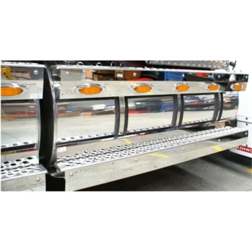 Stainless Steel Tank Skirt Round 1350MM 4 LED Amber Single To Suit Kenworth/Freightliner - Image 1