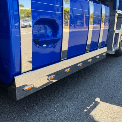 Stainless Steel Tank Skirt Square 1440 Endcap 5 LED Amber Single To Suit Kenworth/Freightliner/Iveco