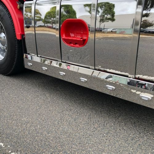 Stainless Steel Tank Skirt Square 1850 Endcap LED Clear/Amber Single To Suit Kenworth/Freightliner/Iveco