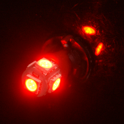 LED Globe 12 Volt T10 Wedge Multi Directional Red Pair - Image 2