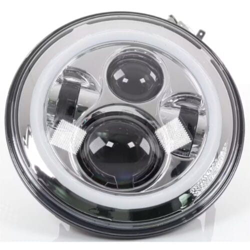 LED Angel Eye 7 Inch Headlight H4 Hi/Lo Clear - Image 1