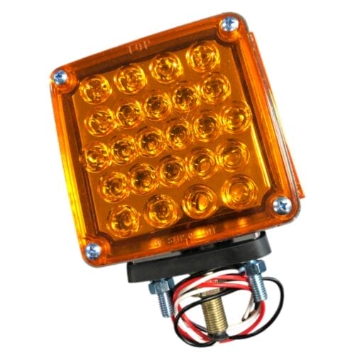 LED Square 1 & 2 Stud 2 face 12 Volt Amber Indicator