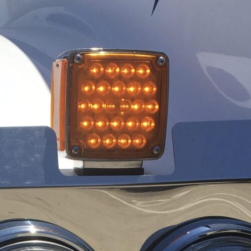 LED Square 1 & 2 Stud 2 face 12 Volt Amber Indicator - Image 2
