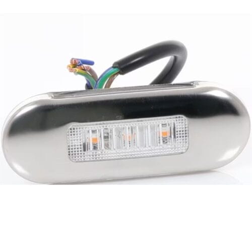 LED Multi-Volt Clear/Amber/Green Flush Mount with Stainless Steel Trim - Image 1