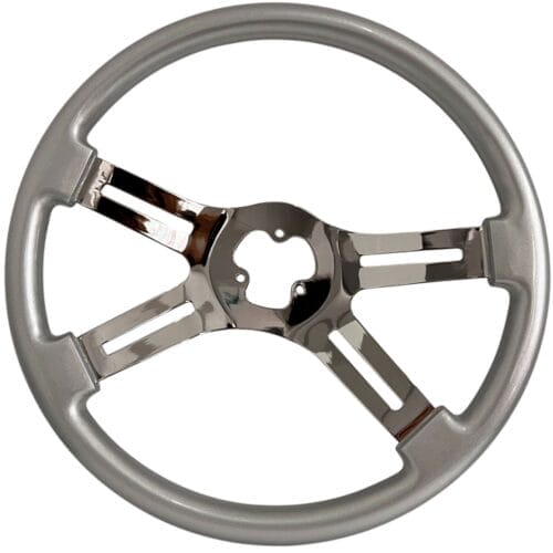 Steering Wheel 4 Spoke Straight Silver - Image 1