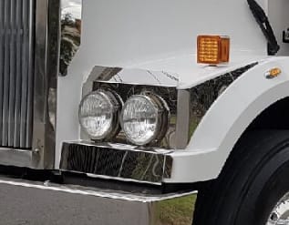 Stainless Steel Headlight Backings Long To Suit Western Star 4800 long Pre 2007 Top Indicator - Image 2