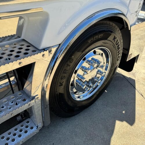 Stainless Steel Steer Flares Rolled Edge To Suit Kenworth K200